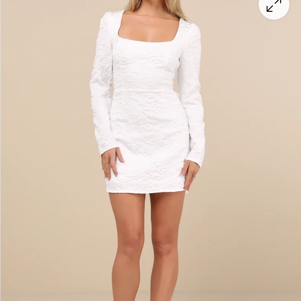🚫SOLD🚫Lulu's White Textured Long Sleeve Dress